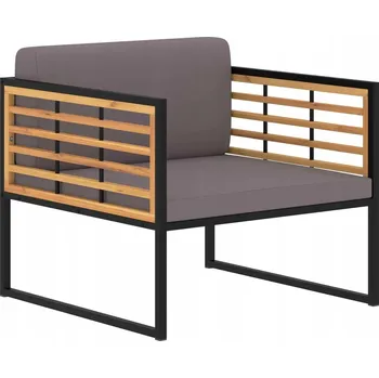 Zahradní křesla z akáciového dřeva s područkami, černá, 70x70x62 cm