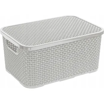 Úložný box Koš s víkem krabička Ratan 19 L šedý