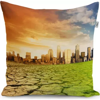 Polštář Sablio Polštář Vyprahlá zem před mrakodrapy - 40x40 cm