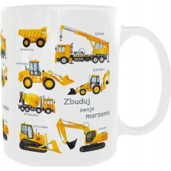 Hrnek pro milovníky stavebních strojů - míchačka, bagr, buldozer