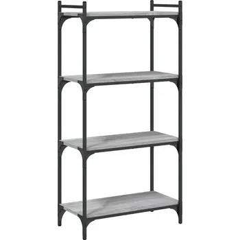 Knihovna Regál na knihy s kovovým rámem, šedý dub sonoma, 60x30x120 cm