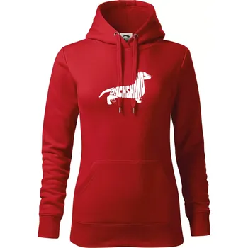 Dámská mikina Jezevčík - Dachshund - Mikina dámská Cape s kapucí - XS ( Červená )