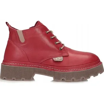 Dámská zimní obuv Zateplené kotníkové Kotníkové Boty Artiker 53C0651 červené kožené