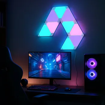 Lampička Calex Smart LED nástěnné světlo TRIANGLES, 9dílné, RGBW, stmívatelné bílá LED 20 W celkem - Doprava zdarma