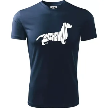 Jezevčík - Dachshund - Dětské triko sportovní (dresovina) - 134 cm/8 let ( Námořní modrá (velmi tmavá - téměř černá) )