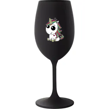 Sklenice DUHOVÝ JEDNOROŽEC - černá sklenice na víno 350 ml