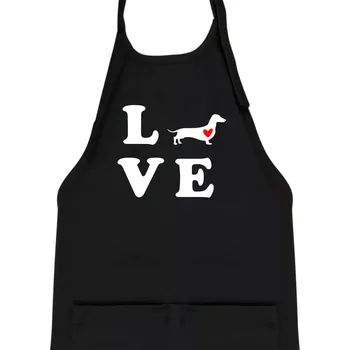 Kuchyňská zástěra Jezevčík - Love - Dětská zástěra na vaření - Univerzální velikost ( Černá )