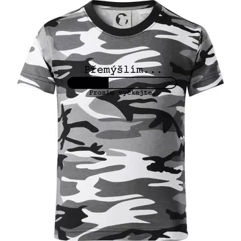 Přemýšlím - Dětské maskáčové triko - 146 cm/10 let ( Šedý maskáč )