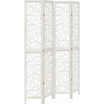 Paraván Paraván s prolamovaným vzorem, bílý, 140-145 x 220 cm, dřevo paulovnie