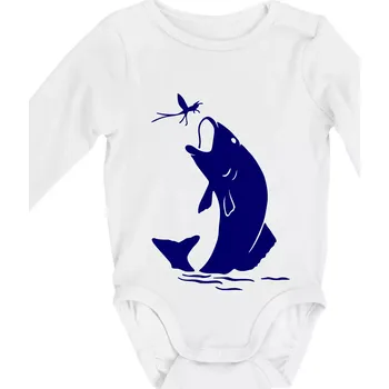 Kojenecký body Ryba - komár - Body kojenecké s dlouhým rukávem - Dlouhý r. do 3 měs ( Bílá )