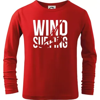 Chlapecké tričko Windsurfing nápis - Triko dětské Long Sleeve - 104-110cm / 3-4 roky ( Červená )
