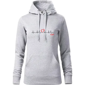 Dámská mikina Moje srdce bije pro run - Mikina dámská Cape s kapucí - M ( Světlešedý Melír )