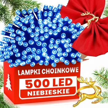 Vánoce STYLOVÉ VÁNOČNÍ OSVĚTLENÍ NA STROMEČEK 500 LED MODRÉ VENKOVNÍ/VNITŘNÍ SVÁTEČNÍ +