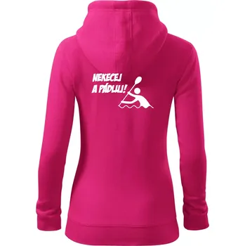 Dámská mikina Nekecej a pádluj - Dámská mikina trendy zipper s kapucí - S ( Purpurová )