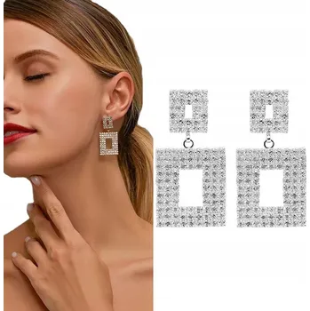 Náušnice Závěsné Náušnice s geometrickým Křišťál 4,2 cm