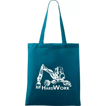 Hard Work kráčivý bagr - Taška bavlněná - 42 x 38 cm ( Petrolejová )