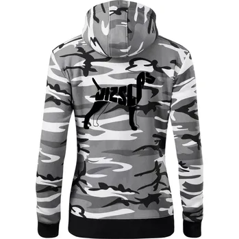 Dámská mikina Maďarský ohař - Dámská mikina trendy zipper s kapucí - XS ( Šedý maskáč )