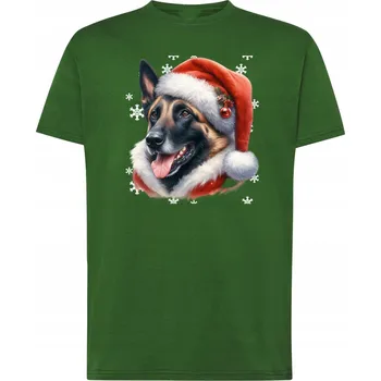 Vánoční pánské tričko s potiskem psa – Německý ovčák ve sněhových vločkách, velikost XXL