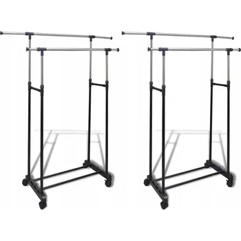 Věšák Sada 2 Věšáků na Oblečení s Kolečky, Nerezová Ocel