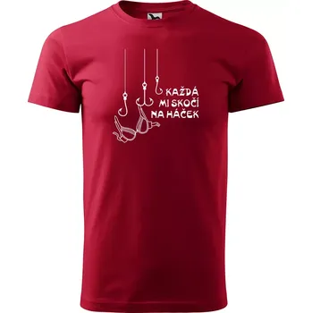 Sablio Tričko s potiskem pro rybáře Každá mi skočí na háček - červené S
