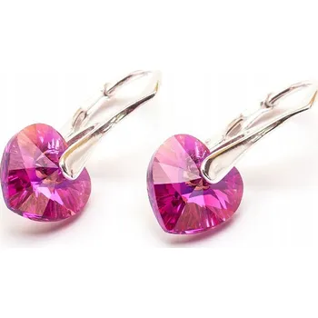 Náušnice Stříbrné Náušnice 925 s krystaly Swarovski Srdce 10 FUAB