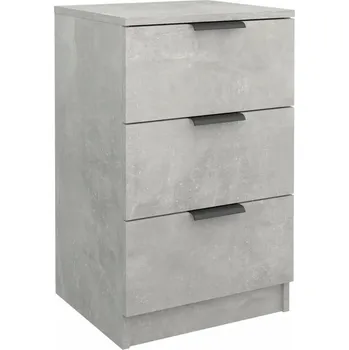 Noční stolek Noční stolek se 3 zásuvkami, na bázi dřeva, betonu šedá, 40x36x65 cm