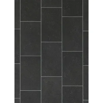 pvc podlaha Breno PVC SMARTEX Kent 909E – černé dlaždice, šíře 100 cm