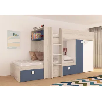Dětská postel Patrová postel pro dvě děti Bo1 90x200 - smoky blue