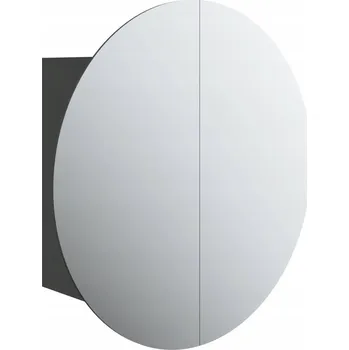 Koupelnový nábytek Koupelnová skříňka s kulatým LED zrcadlem, černá, 47x47x17,5 cm