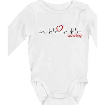 Kojenecký body Moje srdce bije pro Bowling - Body kojenecké s dlouhým rukávem - Dlouhý r. do 3 měs ( Bílá )