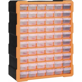 Nástěnný organizér na nářadí, 60 zásuvek, oranžovo-černý, 38x16 cm