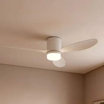 Lampička Stropní ventilátor Lucande LED Kayu, bílý, DC, tichý, Ø 132 cm bílá LED 18 W celkem - Doprava zdarma