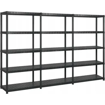 regál Univerzální plastový regál, 5 polic, černý, 85x40x185 cm