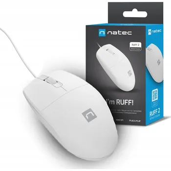 Myš NATEC MYŠ RUFF 2 1000DPI BÍLÁ DRÁTOVÁ KANCELÁŘSKÁ OPTICKÁ