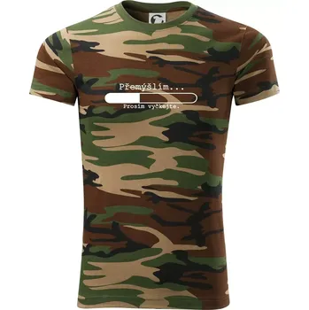 Pánské tričko Přemýšlím - Army CAMOUFLAGE - M ( Hnědý maskáč )