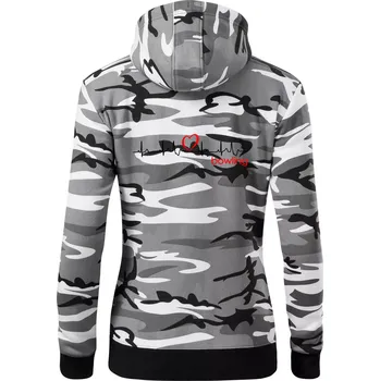 Dámská mikina Moje srdce bije pro Bowling - Dámská mikina trendy zipper s kapucí - XL ( Šedý maskáč )
