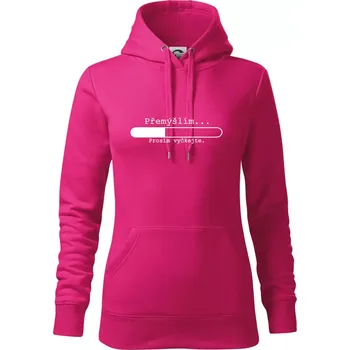 Dámská mikina Přemýšlím - Mikina dámská Cape s kapucí - S ( Purpurová )
