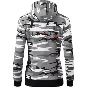 Dámská mikina Moje srdce bije pro run - Dámská mikina trendy zipper s kapucí - S ( Šedý maskáč )