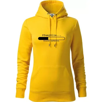 Dámská mikina Přemýšlím - Mikina dámská Cape s kapucí - XS ( Žlutá )