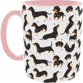 Hrnek 330 ml pro milovníky psů Jezevčíků - Jezevčík Jezevčíci v4 růžový