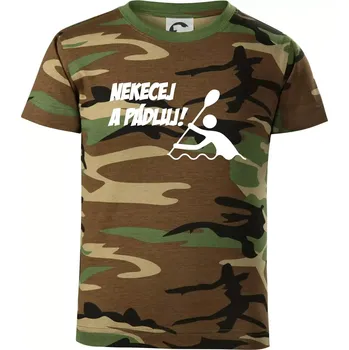 Nekecej a pádluj - Dětské maskáčové triko - 146 cm/10 let ( Hnědý maskáč )