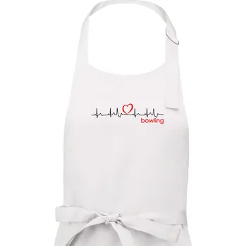 Kuchyňská zástěra Moje srdce bije pro Bowling - Dámská zástěra na vaření - Univerzální velikost ( Bílá )