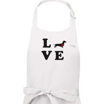 Kuchyňská zástěra Jezevčík - Love - Pánská zástěra na vaření - Univerzální velikost ( Bílá )