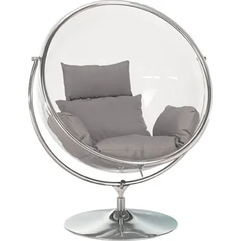 Křeslo Závesné kreslo so stojanom, transparentná/strieborná/sivá, BUBBLE NEW TYP 2
