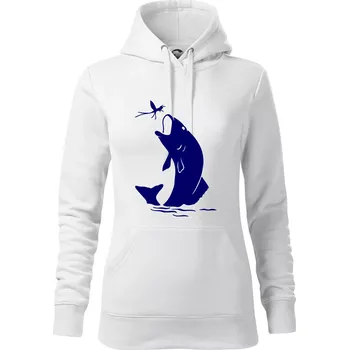 Dámská mikina Ryba - komár - Mikina dámská Cape s kapucí - XS ( Bílá )