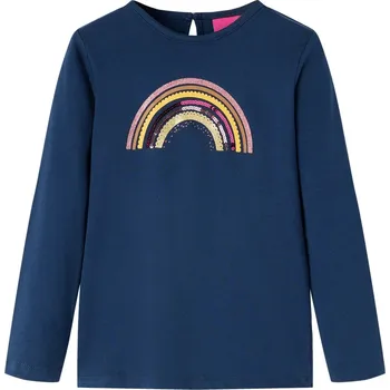 VidaXL Dětské tričko s dlouhým rukávem, tmavě modré, velikost 104