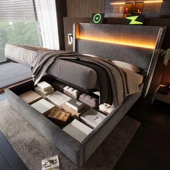 Postel Jednolůžková dřevěná postel Arhatreya 160x200 cm šedá