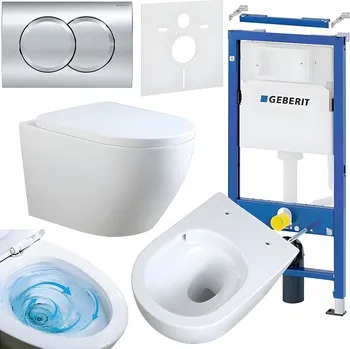 Klozet BPS-koupelny Podomítkový modul Geberit DuoFix s WC mísou MU-WH-TR-02 + ovládací tlačítko Delta 01 chrom