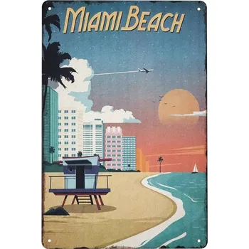Obraz Plakát Kovová dekorativní cedule retro vintage MIAMI BEACH