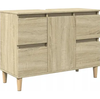 Koupelnový nábytek Skříňka pod umyvadlo z eukalyptového dřeva a dřevěného kompozitu, dub